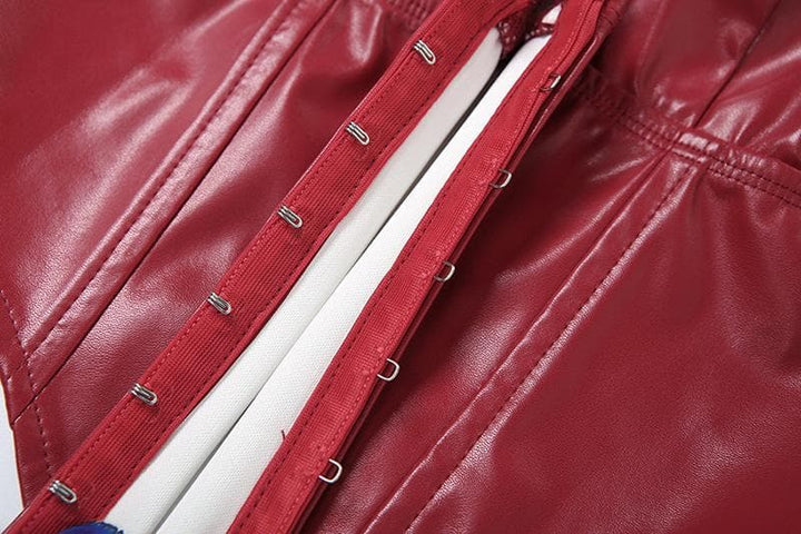 Halter PU leather V neck corset button top  | Festival Outfits Women