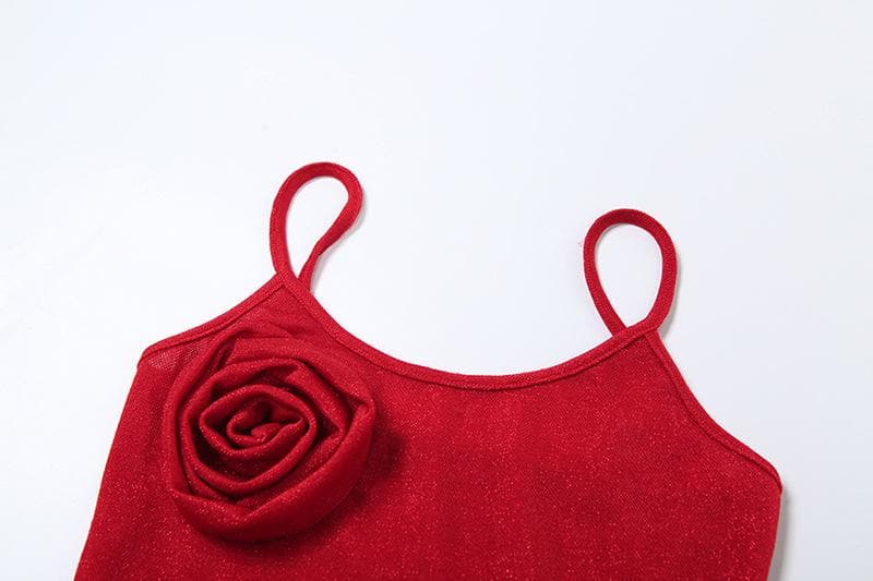 Kayan ado na fure na u neck glitter cami top | Kayan bikin mata