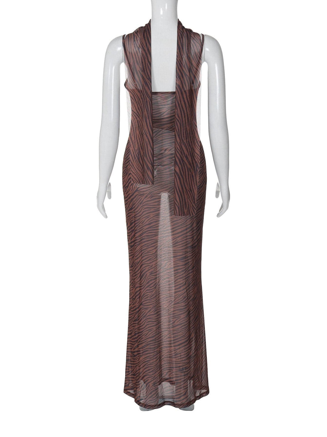 Tiger print sheer mesh cami maxi dress  | Festival Outfits Women