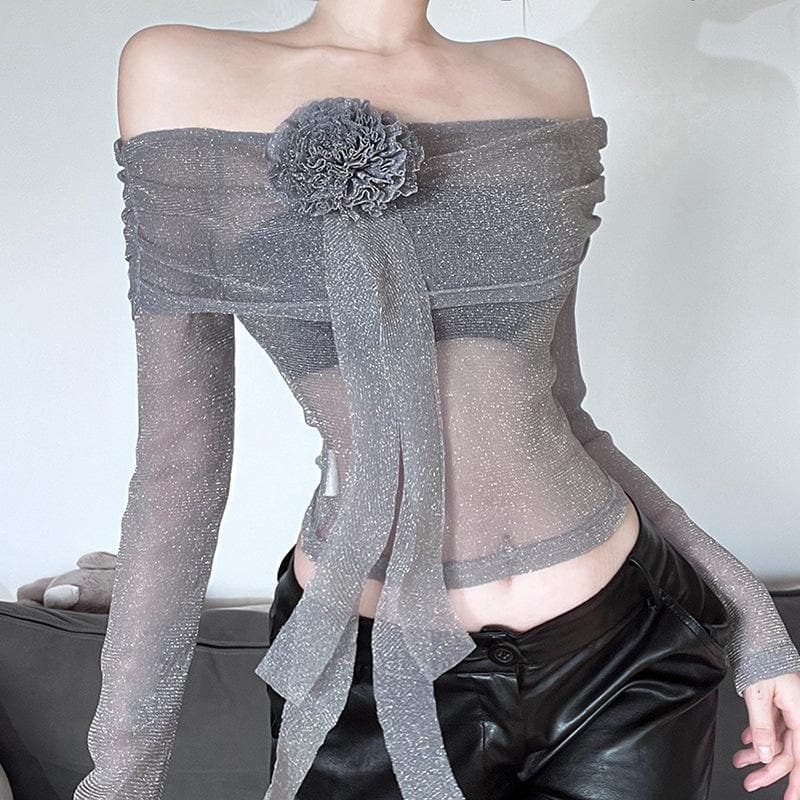 Doguwar riga mai ƙyalli daga kafada mai launin ruwan kasa | Kayan Biki na Mata