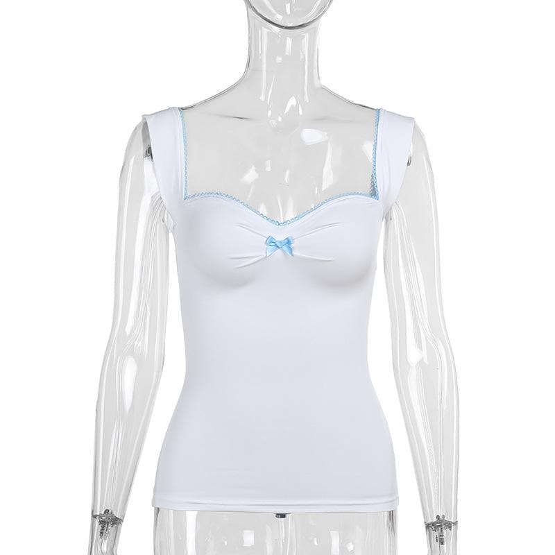 Ruched bowknot lace hem cami top | Kayan Biki na Mata