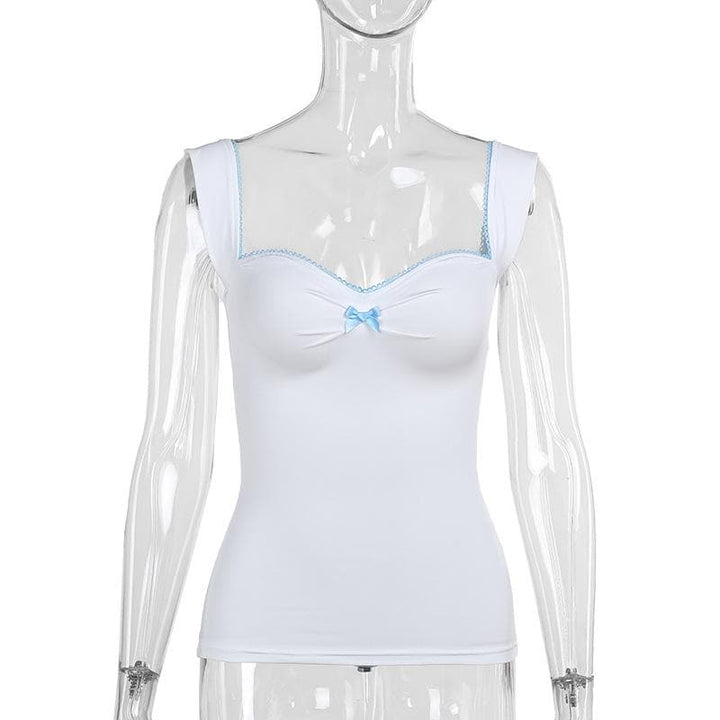 Ruched bowknot lace hem cami top | Kayan Biki na Mata