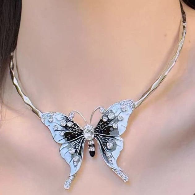 Butterfly rhinestone choker necklace  | Festival Outfits Women