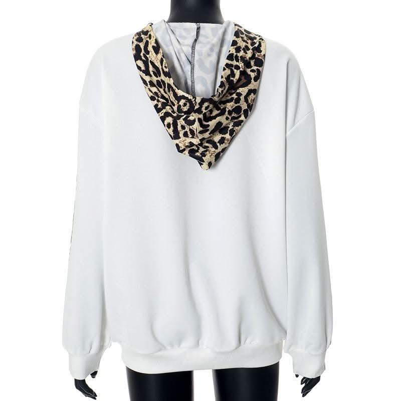 Hoodie long sleeve leopard print pocket top  | Festival Outfits Women  | Cheetah Print Top