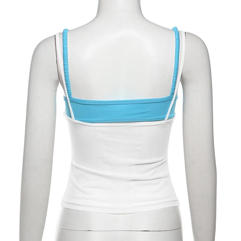 V neck rose applique contrast 2 piece cami top  | Festival Outfits Women