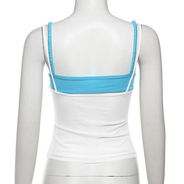 V neck rose applique contrast 2 piece cami top  | Festival Outfits Women