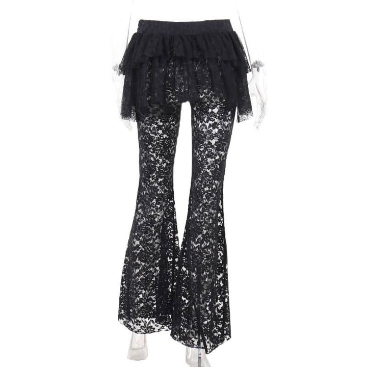 Ruffle lace buckle irregular medium rise pant  | Festival Outfits Women