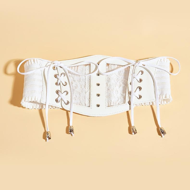Lace up patchwork PU leather corset  | Festival Outfits Women