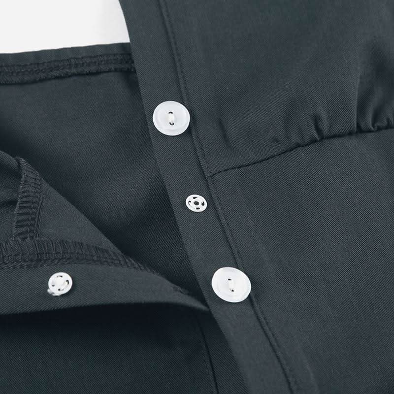 Square neck lace hem button ruched backless top  | Festival Outfits Women