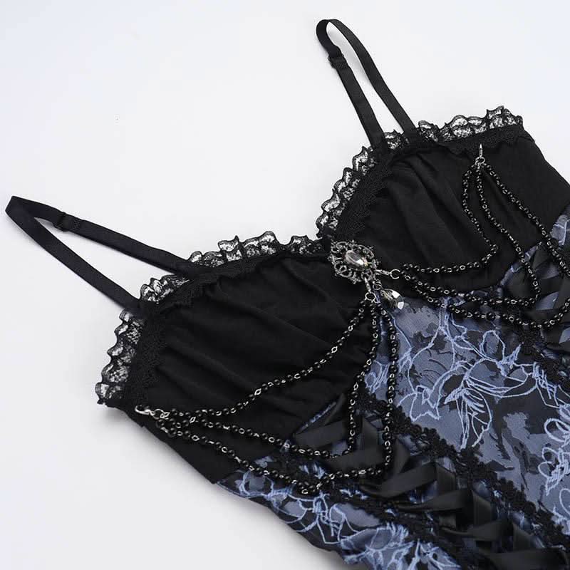 Sweetheart neck beaded smocked lace up cami mini dress  | Festival Outfits Women