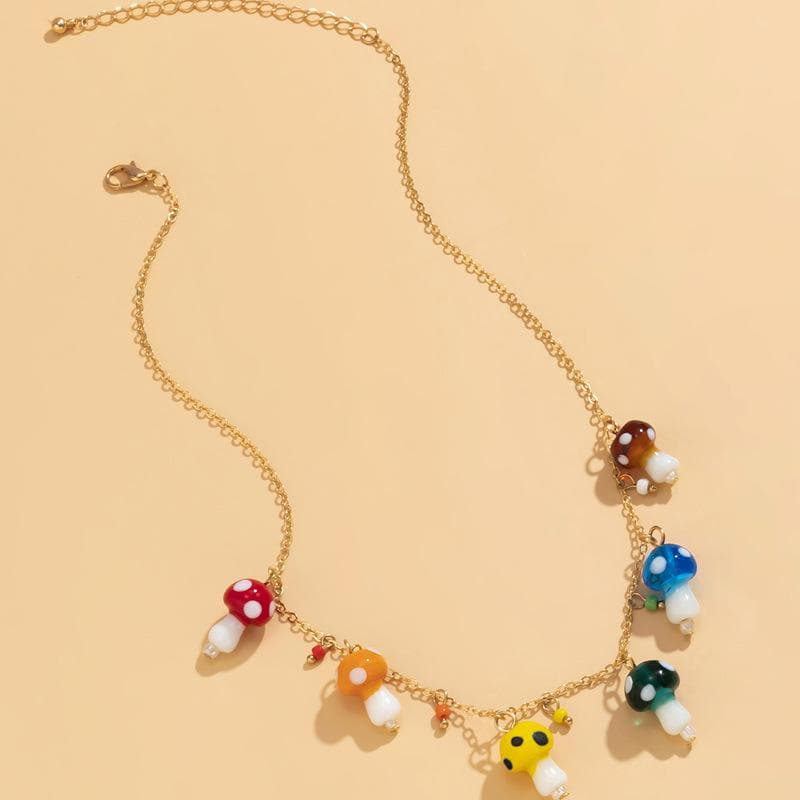 Mushrooms decor pendant choker necklace  | Festival Outfits Women