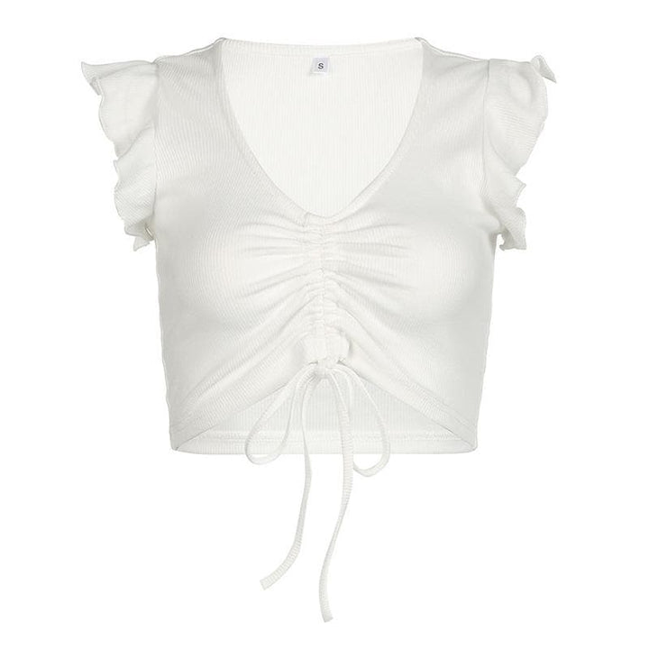 Riga mai kauri da aka yi da ribbed crop top | Kayan Biki na Mata