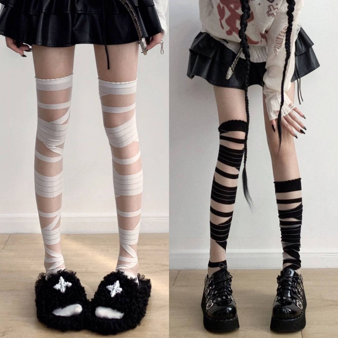 Bandage mesh thigh high socks  | Festival Outfits Women