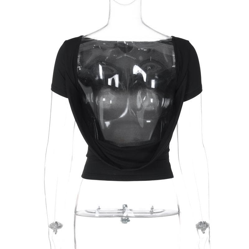 Riga mai gajeren hannu mai zagaye da wuyan hannu mara baya | Kayan Biki na Mata