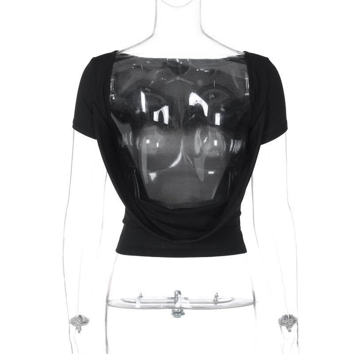 Riga mai gajeren hannu mai zagaye da wuyan hannu mara baya | Kayan Biki na Mata