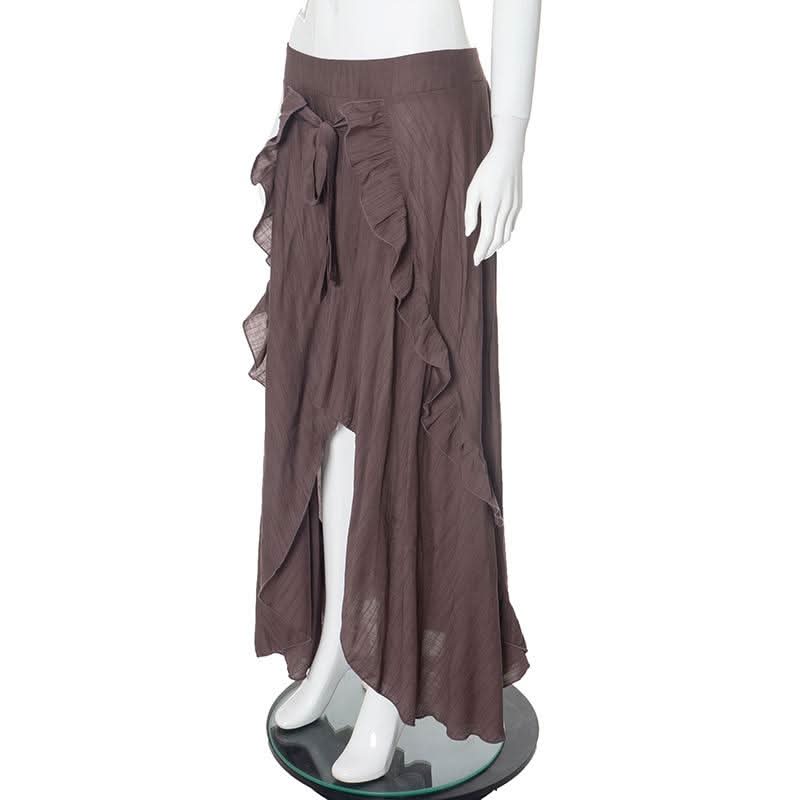 Ruffle knotted zip-up maxi skirt  | Festival Outfits Women
