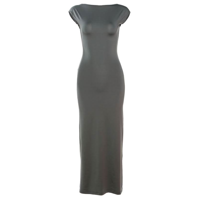 Cap sleeve solid backless maxi dress  | Festival Outfits Women