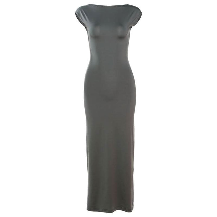 Cap sleeve solid backless maxi dress  | Festival Outfits Women