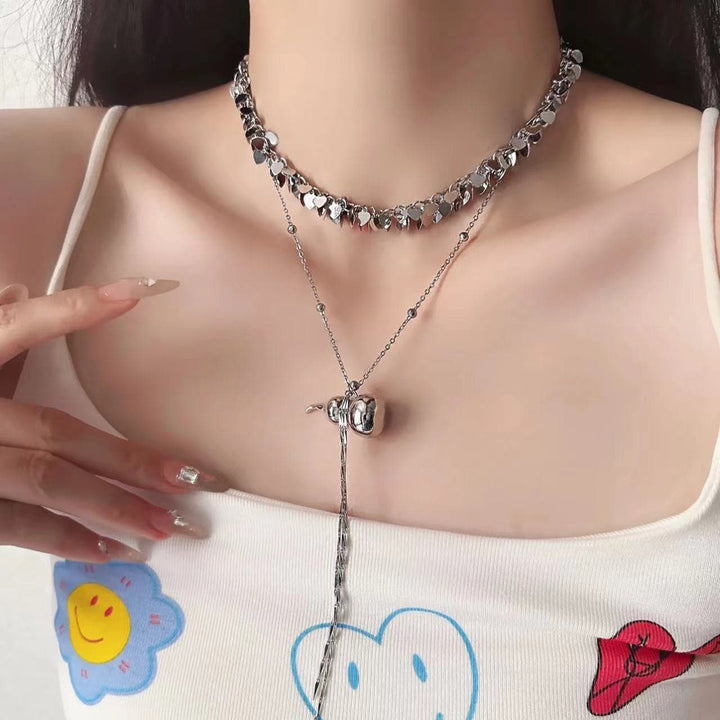 Gourd pendant glitter metal chain 2 pcs choker necklace  | Festival Outfits Women