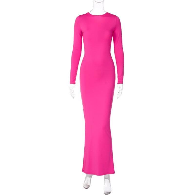Ruched long sleeve v neck solid 2-way maxi dress-final-sale  | Festival Outfits Women
