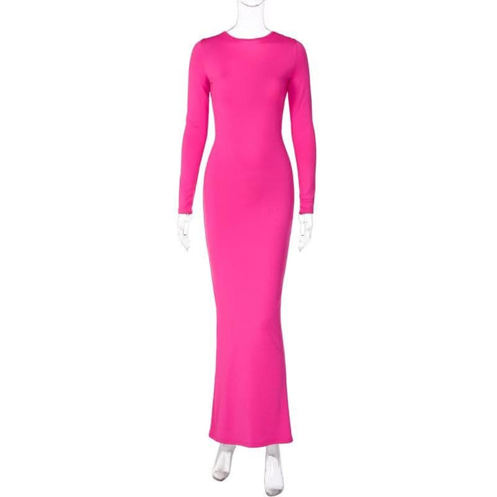 Ruched long sleeve v neck solid 2-way maxi dress-final-sale  | Festival Outfits Women