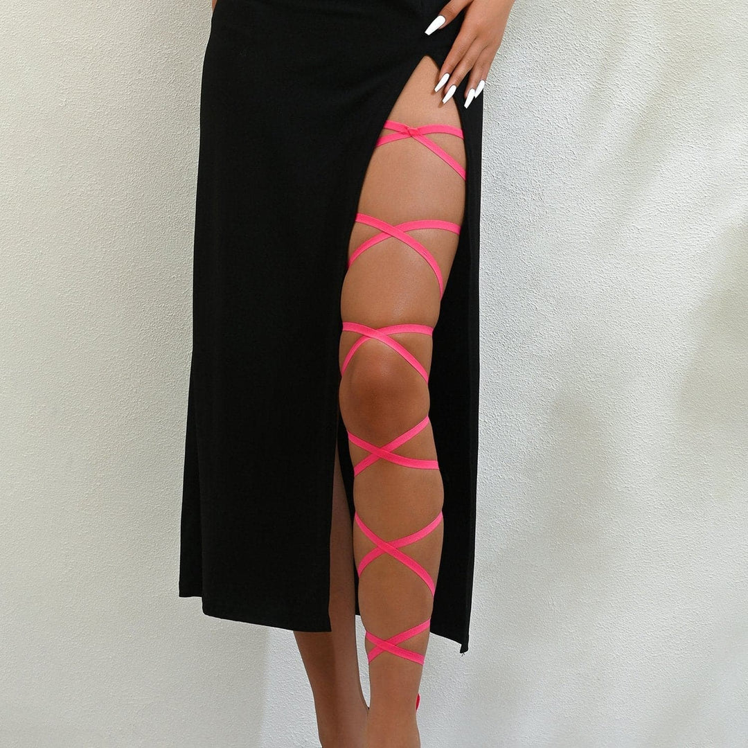 Wrapped solid hollow out cross thigh chain  | Festival Outfits Women