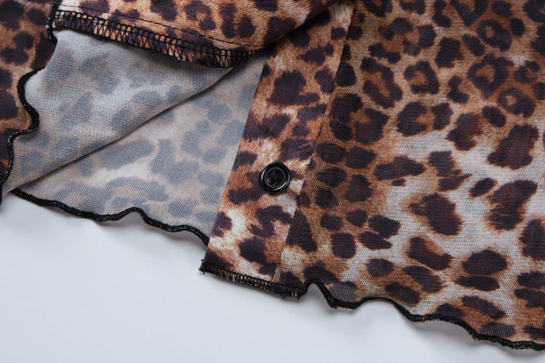 Long sleeve leopard print button pant set  | Festival Outfits Women