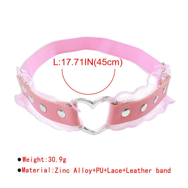 Heart decor PU leather lace hem thigh chain  | Festival Outfits Women