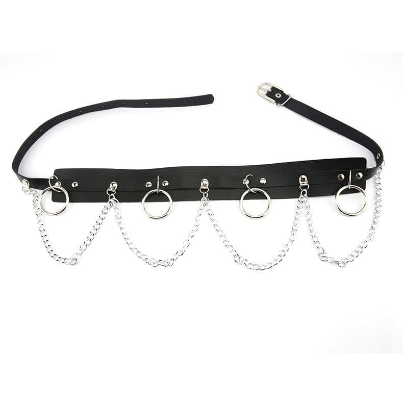 PU leather o ring metal chain belt  | Festival Outfits Women