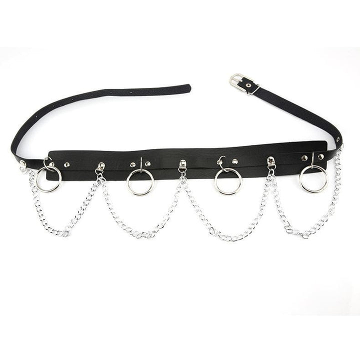 PU leather o ring metal chain belt  | Festival Outfits Women