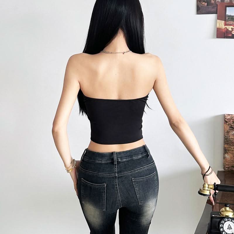 Textured solid backless tube crop top  | Festival Outfits Women