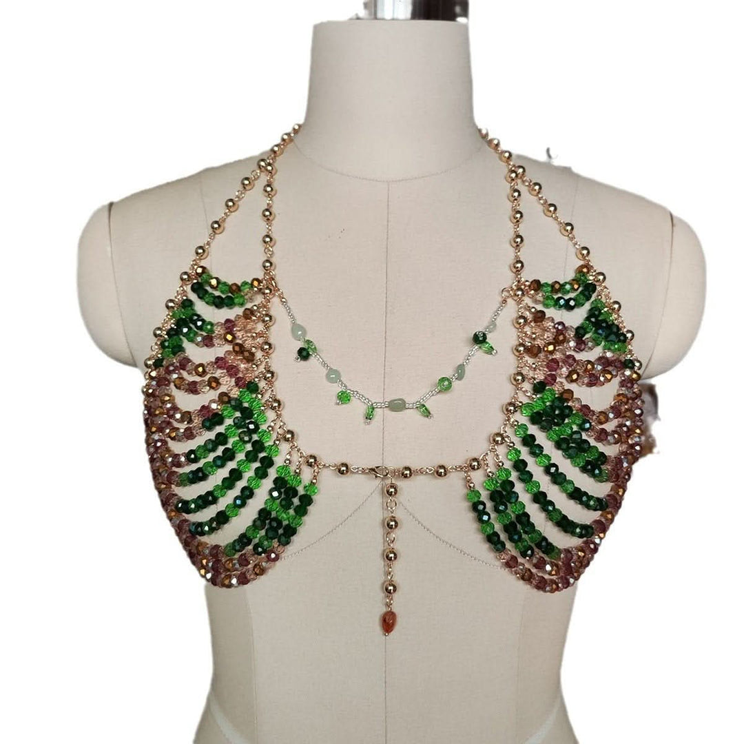 Halter beaded hollow out backless crop cut out top  | Festival Outfits Women