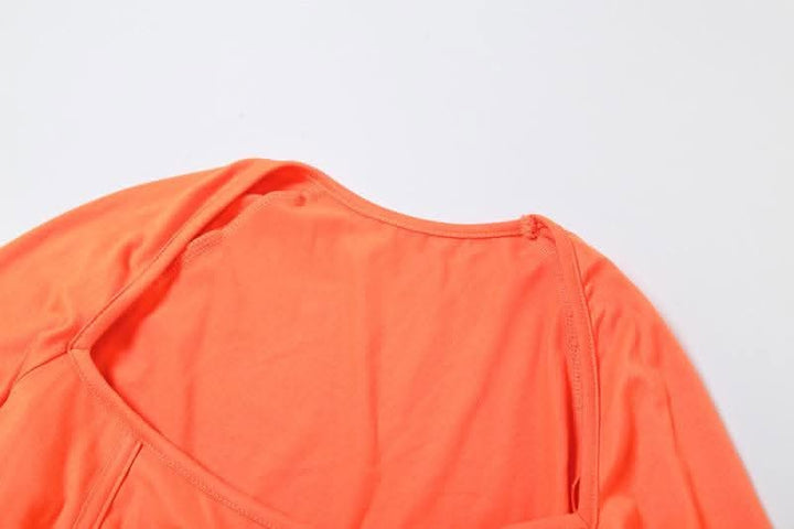 Square neck long sleeve solid corset mini dress-final-sale  | Festival Outfits Women