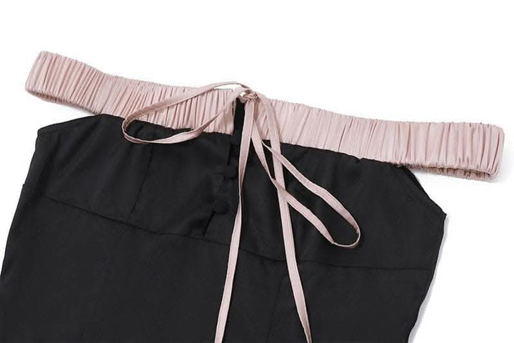 Off shoulder self tie flower applique zip-up button mini skirt set-final-sale  | Festival Outfits Women