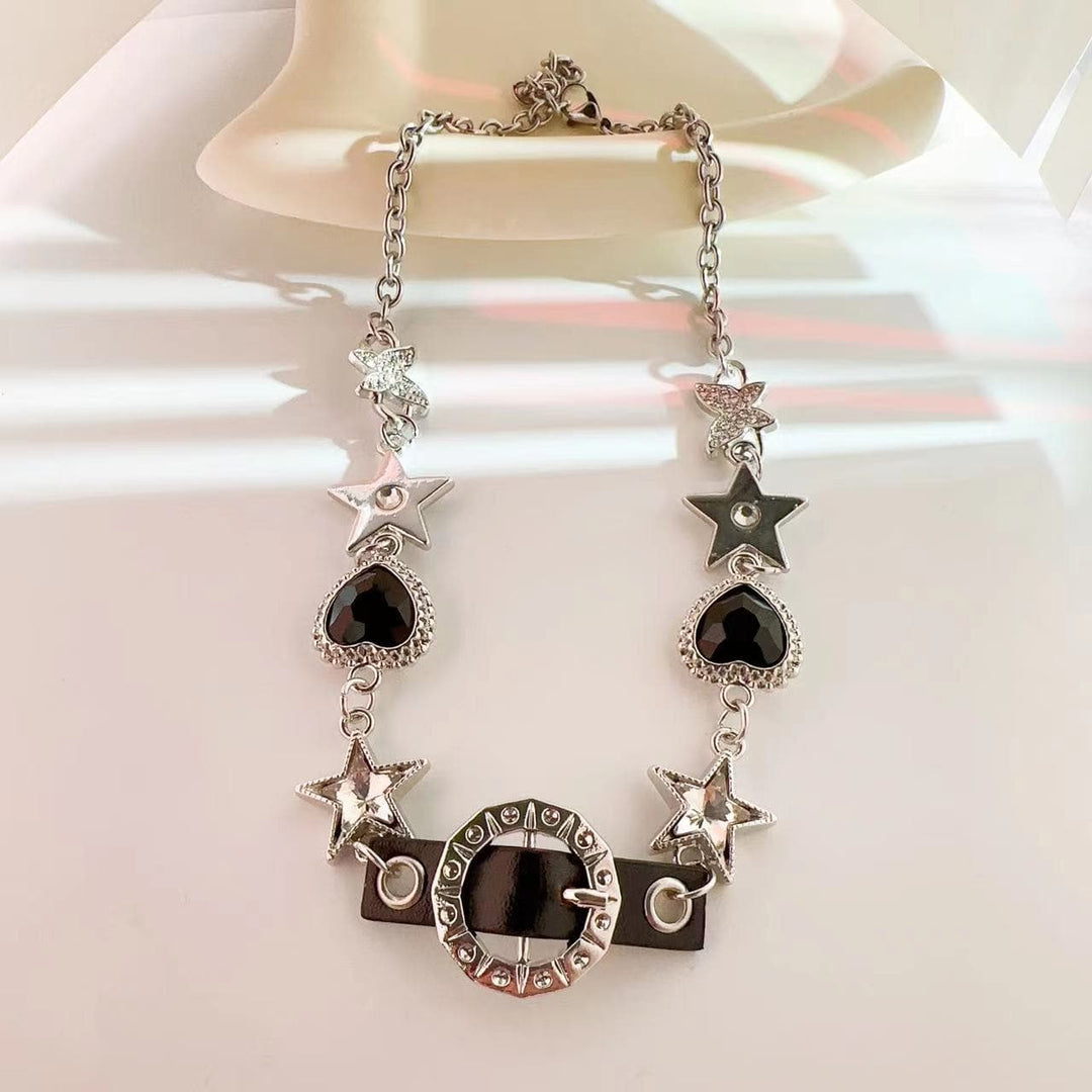 Buckle decor rhinestone choker necklace  | Festival Outfits Women