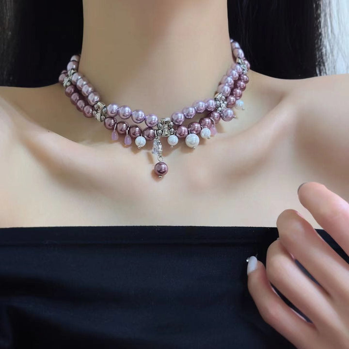 Beaded faux pearl layered choker necklace  | Festival Outfits Women