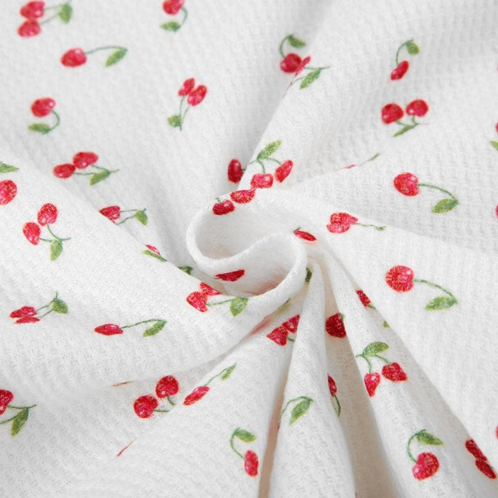 Riga mai laushi da aka yi da ceri mai siffar bowknot hem hem top | Kayan Biki na Mata