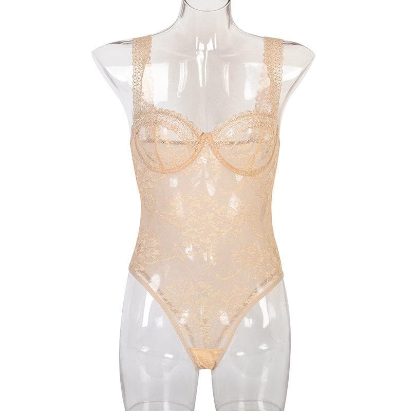 Sheer lace see through backless cami bodysuit  | Festival Outfits Women