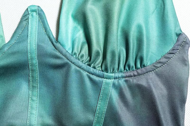 Halter corset deep v neck drawstring ruched slit maxi dress  | Festival Outfits Women