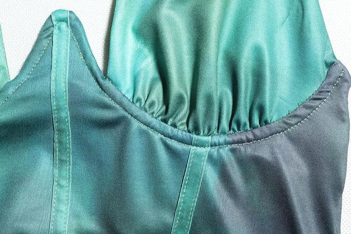 Halter corset deep v neck drawstring ruched slit maxi dress  | Festival Outfits Women