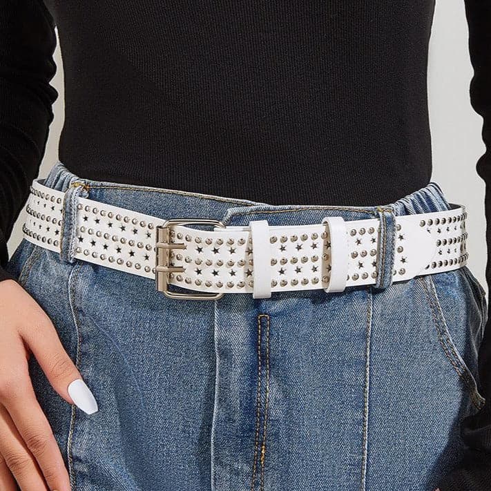 Rivet star PU leather adjustable belt  | Festival Outfits Women
