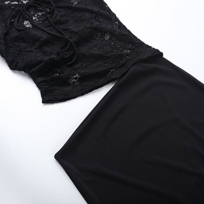 Sleeveless lace hollow out cut out maxi dress  | Festival Outfits Women