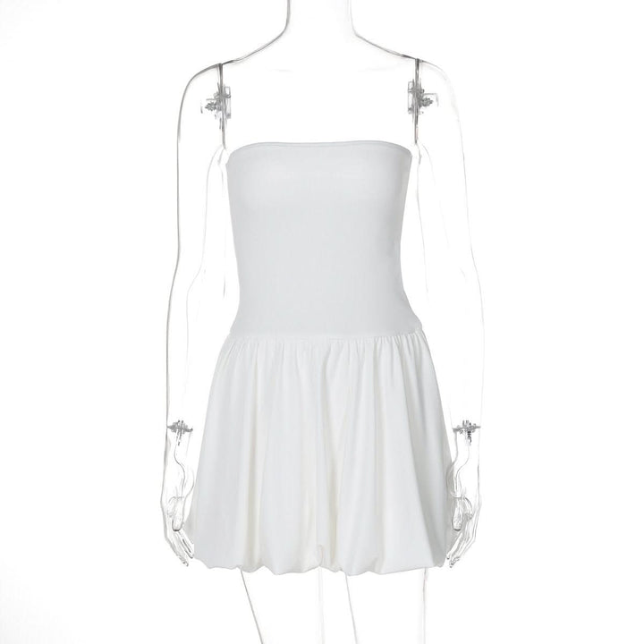 Backless solid A-line tube mini dress  | Festival Outfits Women