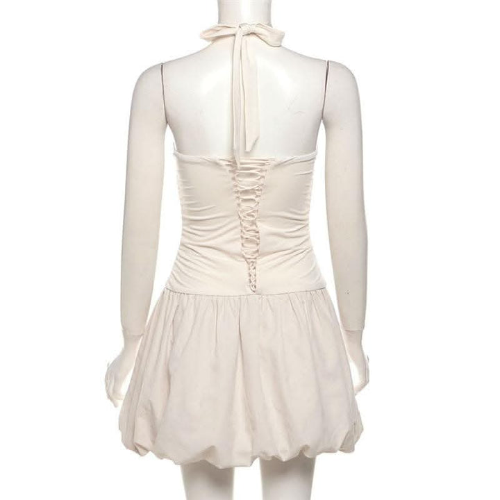 Halter cross front lace up mini dress-final-sale  | Festival Outfits Women