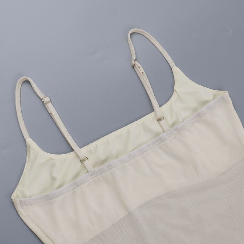 U neck beaded flower pattern mesh cami mini skirt set  | Festival Outfits Women