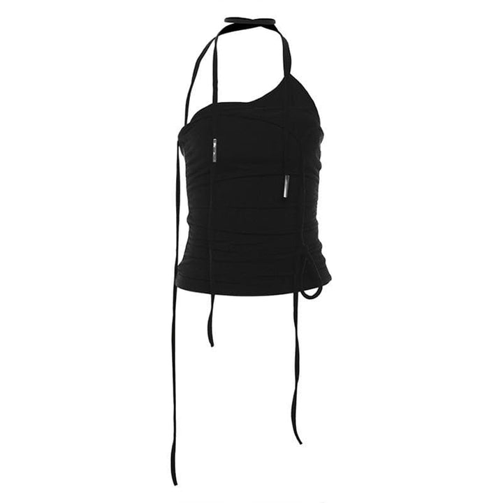 Halter backless solid ruched top  | Festival Outfits Women-final-sale
