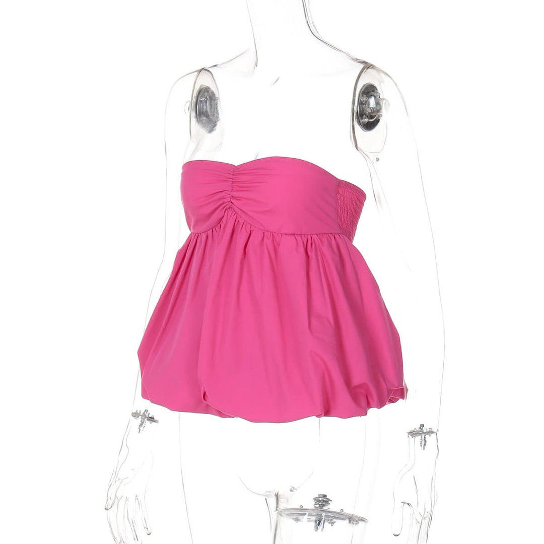 Ruched backless solid tube top  | Festival Outfits Women