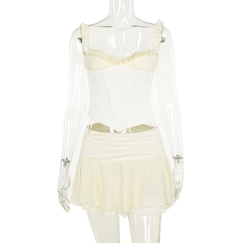 Ruffle corset patchwork stitch cami top  | Festival Outfits Women