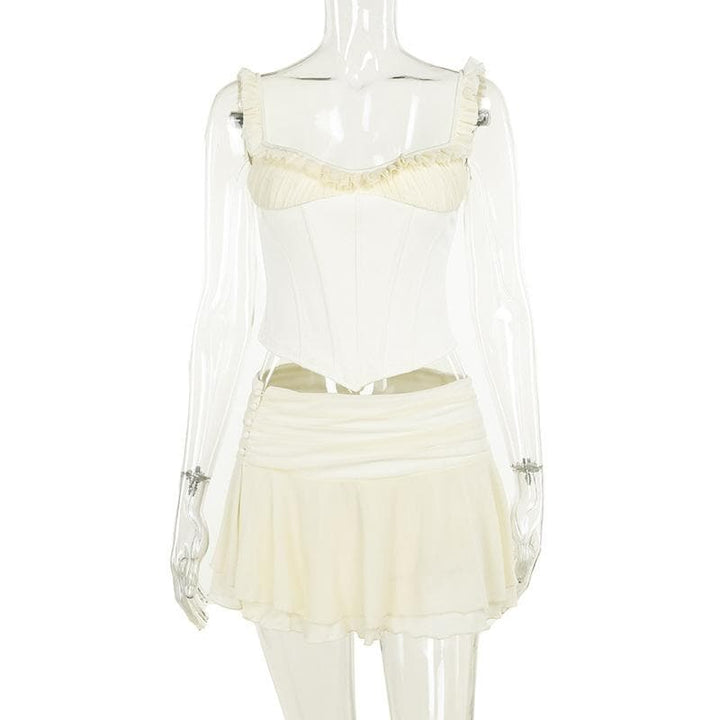 Ruffle corset patchwork stitch cami top  | Festival Outfits Women