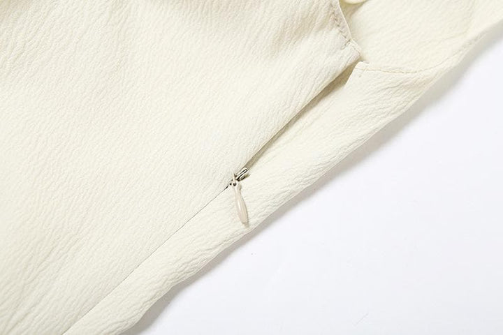 Off shoulder irregular solid zip-up top  | Festival Outfits Women
